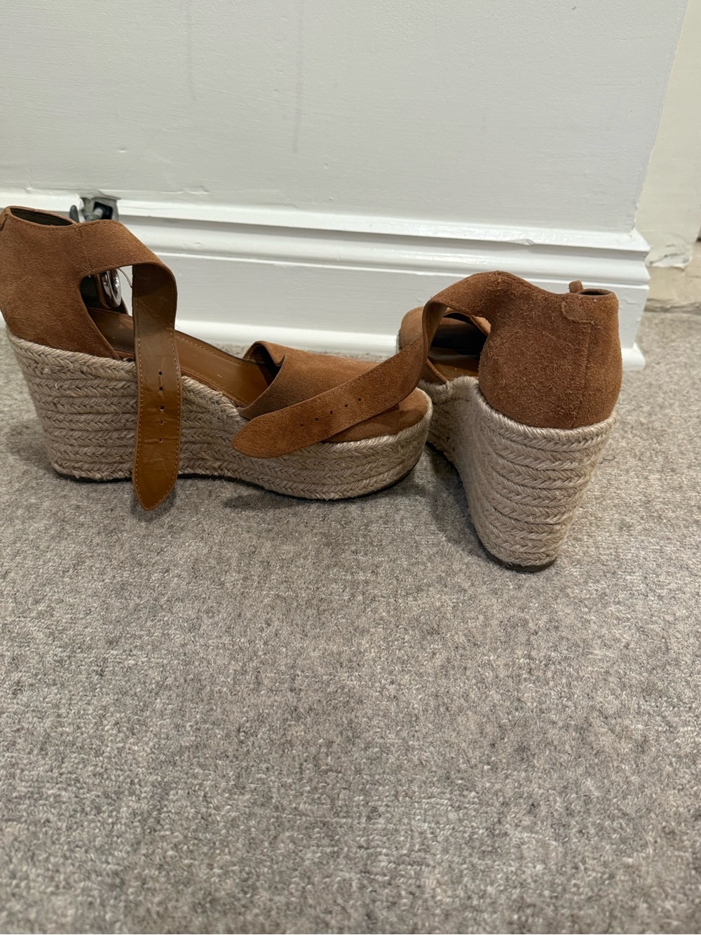 Marc Fisher Tan Suede Espadrille Wedge Sandals